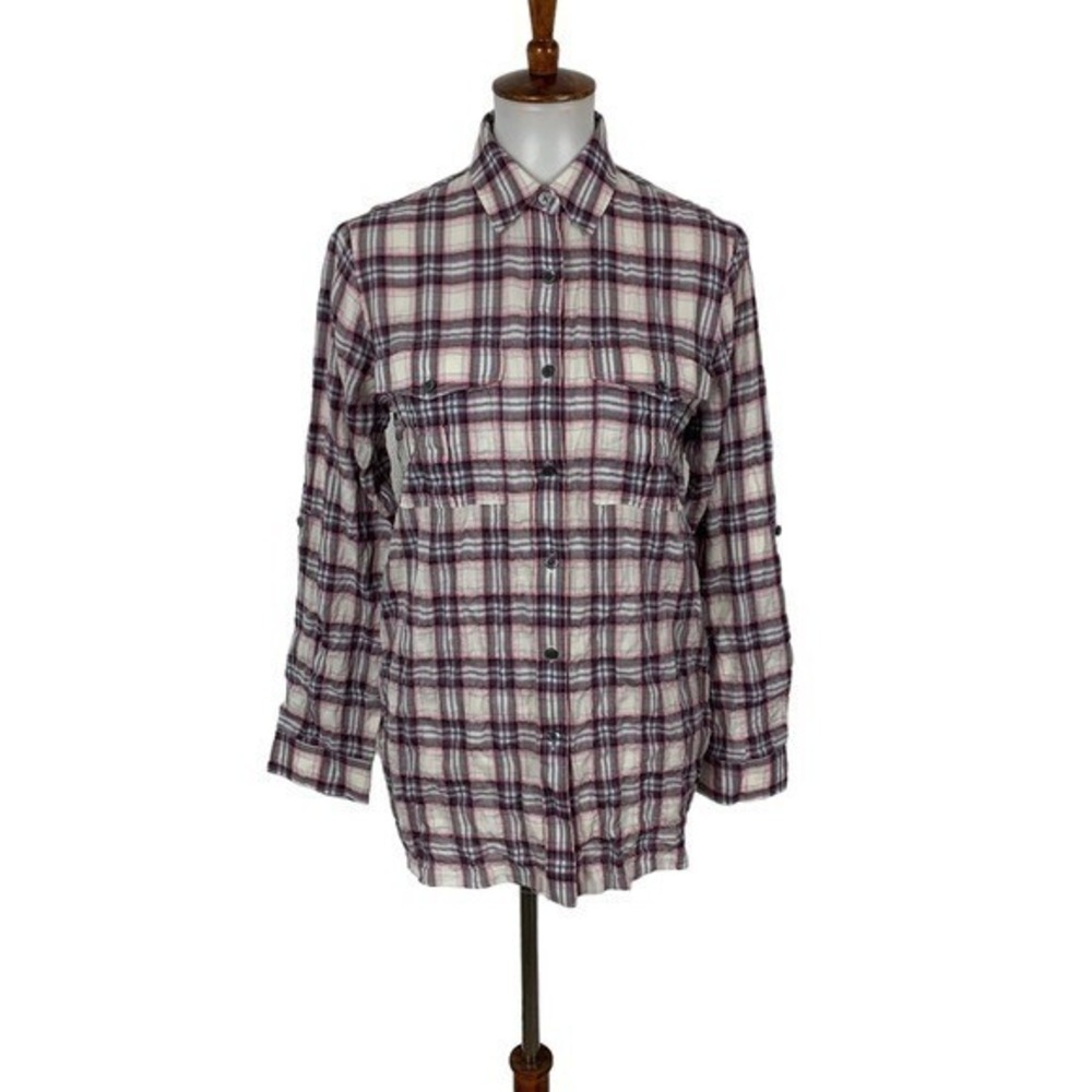 Theory Marosa Plaid Shirt Small Button Down Long Sleeve Preppy
